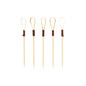 Forty PAPSTAR finger food picks 10 cm "Loop" cocktail picks from PAPSTAR GmbH, ideal for snacks and finger food, feature a unique loop design with dark brown wrapped sections arranged upright against a plain white background.