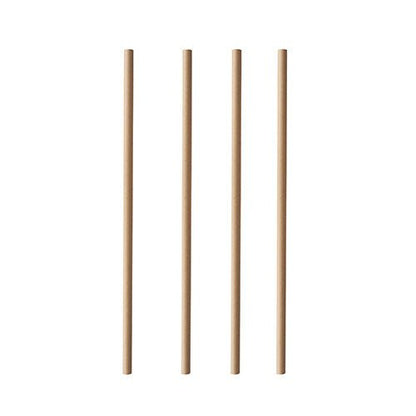 Four PAPSTAR 100 paper straws "pure" (Ø 6 mm, 20 cm, PAPSTAR GmbH) stand vertically in a row on a white background.