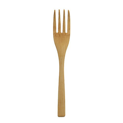 The PAPSTAR bamboo forks "pure" (16.5 cm) from PAPSTAR GmbH, depicted on a white background, are environmentally friendly, compostable forks with a smooth surface and simple handle - 10 pieces in the bag.
