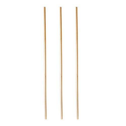 Three straight, bright PAPSTAR GmbH straws "pure" (Ø 4 mm, 23 cm) are arranged vertically against a white background, emphasizing the stylish and eco-friendly paper straws from the 150-piece dispenser box.