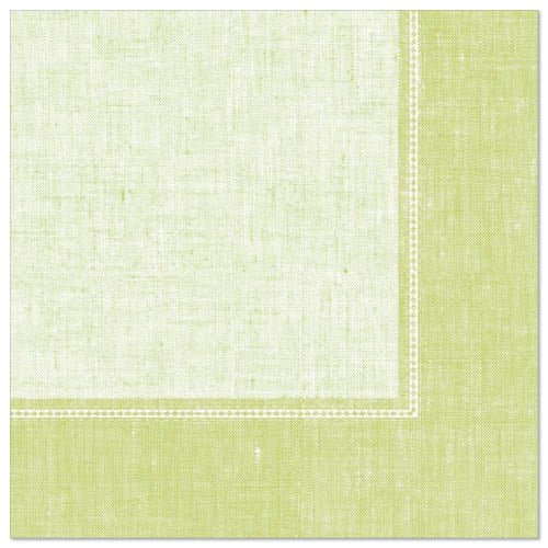The PAPSTAR GmbH 50 napkins "ROYAL Collection" 1/4-fold, 40 x 40 cm in green, have a double-stitched white line at the edge and a textured appearance - ideal for festive occasions.