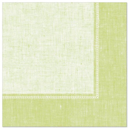 The PAPSTAR GmbH 50 napkins "ROYAL Collection" 1/4-fold, 40 x 40 cm in green, have a double-stitched white line at the edge and a textured appearance - ideal for festive occasions.
