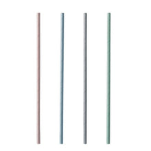 Four straight PAPSTAR GmbH paper straws (21 cm, Ø 6 mm) are arranged vertically against a white background. The colorful PAPSTAR straws are available in light pink, blue, gray, and green.