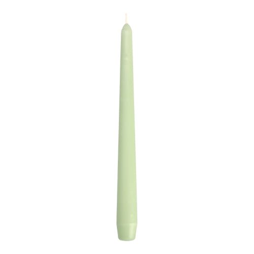 A single Starpak 25 cm taper candle (taper candle), light green and Ø 2.2 cm, stands upright against a plain white background.