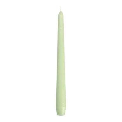A single Starpak 25 cm taper candle (taper candle), light green and Ø 2.2 cm, stands upright against a plain white background.