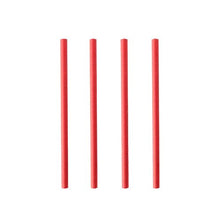 Four red PAPSTAR cocktail paper straws (Ø 7 mm, 15 cm) from PAPSTAR GmbH stand side by side - ideal as stylish, eco-friendly straws for cocktails (200 pieces per can).