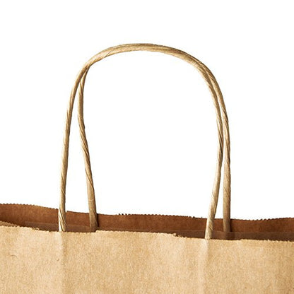 A close-up of the upper part of a PAPSTAR 25 carrier bags, paper with twisted handle from PAPSTAR GmbH, against a white background.