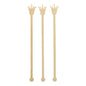 Three PAPSTAR 100 bamboo drink stirrers from PAPSTAR GmbH stand upright. Each simple stirrer has a crown-shaped tip, a round base, and is free from additional colors or decorations.