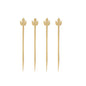 PAPSTAR 100 finger food picks "pure" from PAPSTAR GmbH made of high-quality plastic with a pointed end and decorative fleur-de-lis design, ideal for parties and events, arranged vertically on a white background.