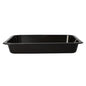 A black, rectangular Starpak 50 microwave dish made of polypropylene with beveled sides, microwave safe, shown from the side against a white background.