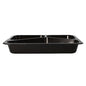 The Starpak 50 microwave dishes, PP are a black, rectangular food dish made of polypropylene with three compartments, shown in side view against a white background – perfect as reusable microwave dishes.