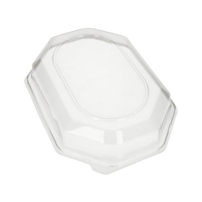 The Starpak 10 lid for serving platters, a transparent octagonal food container lid made of PET from Starpak, is depicted on a white background.