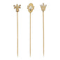 The PAPSTAR 100 finger food picks "pure" from PAPSTAR GmbH are bright, made of high-quality plastic, tapering, and ideal for parties or events – decoratively adorned with fleur-de-lis, shield, and crown.