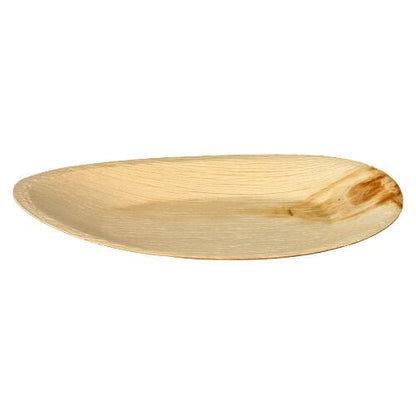 The PAPSTAR 25 plate, palm leaf "pure" by PAPSTAR GmbH is an oval disposable plate made of light palm leaf with natural grain, environmentally friendly and biodegradable - ideal for sustainable occasions.