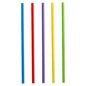 Five PAPSTAR 100 shake straws made of paper (Ø 8 mm) from PAPSTAR GmbH in blue, red, purple, yellow, and green stand upright next to each other against a white background.