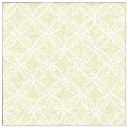A square beige tile, inspired by PAPSTAR 50 napkins "ROYAL Collection" 1/4 fold 40 x 40 cm champagne from PAPSTAR GmbH, with white interlocking circle and oval patterns on a subtly textured background for a refined look.