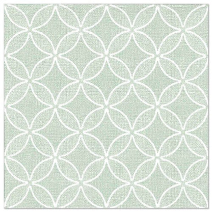 The PAPSTAR GmbH "ROYAL Collection" 50 napkins in green (40 x 40 cm, 1/4-fold) feature a stylish geometric white circle pattern on a light green background - ideal for festive occasions.