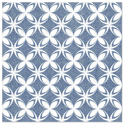 A repeating geometric pattern of white ovals forms flower-like patterns on blue, reminiscent of the 50 napkins "ROYAL Collection" (1/4-fold, 40x40 cm) from PAPSTAR GmbH, adding refined elegance to any set table.