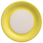 The 20 plates from PAPSTAR GmbH are round yellow paper plates with a white center and a diameter of 23 cm, depicted from above on a simple white background – ideal for events.