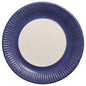 The 20 plates, round paper Ø 23 cm from PAPSTAR GmbH has a white center with a dark blue rim, depicted from above on a white background – ideal for events.