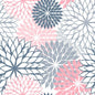 The 20 napkins from PAPSTAR GmbH in the format 40 cm x 40 cm in 3-ply 1/4 fold feature a seamless pattern with large, overlapping pink, navy blue, and light gray floral motifs on white with pointed petals in a stylish, repeating layout.