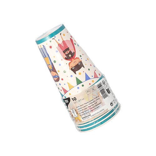 PAPSTAR GmbH 10 cardboard drinking cups (0.2 L, Ø 7 cm, 9.7 cm) in a clear bag with label – ideal for parties.