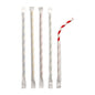 Five PAPSTAR paper straws (Ø 6 mm, 20 cm, flexible, individually wrapped) stand upright: four with pastel-colored stripes, one red and white striped and bent at the top end.