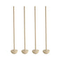 Four PAPSTAR cocktail muddlers made of light wood, each 17 cm long and with a round base, stand upright next to each other against a white background. This is the "pure" model from PAPSTAR GmbH.