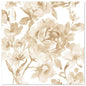 A delicate, watercolor-like, beige floral design with abstract roses adorns the PAPSTAR 50 napkins "ROYAL Collection" 1/4-fold 40x40 cm in sand from PAPSTAR GmbH - perfect for any elegantly set table.