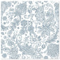 White square background with a dense, delicate blue floral paisley pattern - ideal for PAPSTAR 50 napkins "ROYAL Collection" 1/4 fold 40 x 40 cm blue from PAPSTAR GmbH.