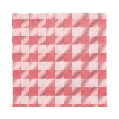 A PAPSTAR 100 napkins, 1-ply, 1/4-fold (33 x 33 cm) from PAPSTAR GmbH with red and white gingham pattern, FSC-certified and environmentally friendly, laid flat on a white background.