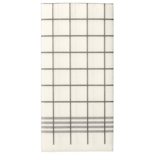 A white, 2-ply napkin "Kitchen Towel" with a gray grid and diagonal lines, similar to the PAPSTAR 30 napkins "PUNTO" 1/8-fold, 39x40cm, micro-embossed from PAPSTAR GmbH.