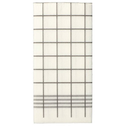 A white, 2-ply napkin "Kitchen Towel" with a gray grid and diagonal lines, similar to the PAPSTAR 30 napkins "PUNTO" 1/8-fold, 39x40cm, micro-embossed from PAPSTAR GmbH.