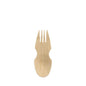 The PAPSTAR spork made of bamboo "pure" (8.5 cm), combines spoon and fork in one, ideal for finger food. Contains 50 pieces in a folding box - sustainable party accessories from PAPSTAR GmbH.