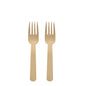 Two PAPSTAR bamboo forks "pure", 14 cm, lie side by side on a plain white background.