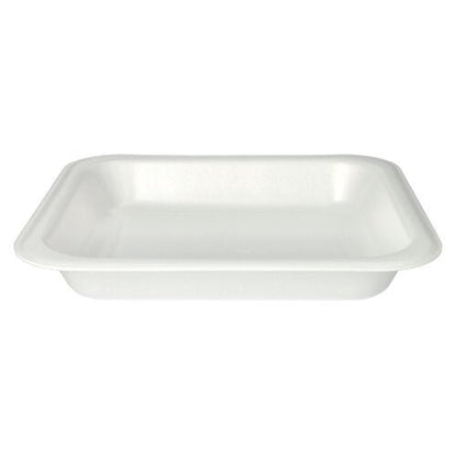 The Starpak 50 seal trays XPS in white (4.2 x 24.5 x 26.5 cm) are rectangular, laminated food trays with flat sides and rounded corners - perfect for catering - and are presented against a plain white background.