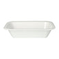 The Starpak 100 sealing trays, XPS tray made of white laminated polystyrene with slightly angled sides and rounded corners is depicted on a white background – ideal for use in the catering industry.
