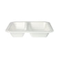 The Starpak 100 seal trays are a white, rectangular XPS food tray with two compartments and a two-part laminate design from Starpak. Photographed on a plain white background.