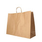 A large, eco-friendly brown paper bag PAPSTAR 25 carrier bags with twisted handles from PAPSTAR GmbH stands upright against a white background.