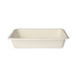 The PAPSTAR 125 sealable trays made of sugarcane by PAPSTAR GmbH are rectangular, biodegradable disposable trays with slightly inclined sides – eco-friendly packaging, shown from the front against a white background.