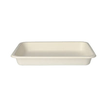 The PAPSTAR 125 sealable trays made of sugarcane by PAPSTAR GmbH are rectangular, flat, cream-colored disposable trays with rounded corners – an eco-friendly packaging for sustainable enjoyment.