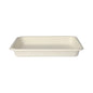 The PAPSTAR 125 sealable trays made of sugarcane by PAPSTAR GmbH are rectangular, flat, cream-colored disposable trays with rounded corners – an eco-friendly packaging for sustainable enjoyment.