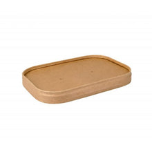 The PAPSTAR lid for packaging cups from PAPSTAR GmbH is a brown, rectangular cardboard lid (17.3x12.3 cm) with rounded corners and two holes - ideal as a packaging cup lid. The package contains 25 pieces.