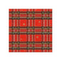 The red, 3-ply PAPSTAR napkin (25 x 25 cm, 1/4-fold) of PAPSTAR GmbH features a checkered pattern of green, white, and black lines with evenly distributed small golden stars. The pack contains 20 napkins.