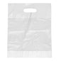 The Starpak 100 handle hole carrier bags, HDPE white by Starpak are transparent, durable rectangular bags with a punched handle, depicted empty against a plain white background.