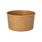 The Starpak 50 salad bowls are round, brown paper bowls with smooth sides and without a lid, made from eco-friendly cardboard with PE coating – ideal for salads and sustainable use.