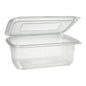 The Starpak 50 packaging cup with hinged lids is a transparent, rectangular PP container with a ribbed structure and hinged lid, ideal for the safe storage of food.