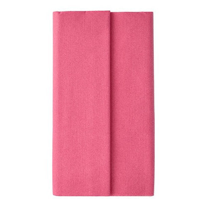 A neatly folded, rectangular pink PAPSTAR tablecloth, Tissue "ROYAL Collection" (120 cm x 180 cm) by PAPSTAR GmbH is presented on a white background, showcasing its subtle texture pattern and two vertical stripes.