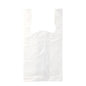 A Starpak 200 shirt carrier bag, white HDPE, with handles is shown flat against a white background, highlighting the subtle folds and creases of the empty bag.