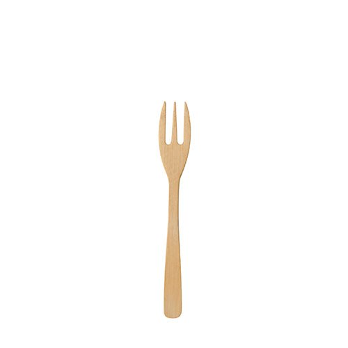 A PAPSTAR GmbH 50 finger food forks made of bamboo "pure" lie centrally on a white background - the environmentally friendly disposable fork with three prongs.